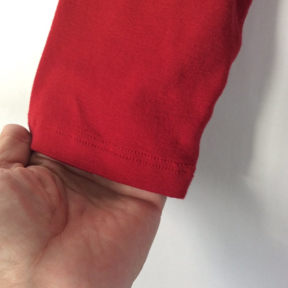 Talbot's Red Blouse with 3/4 Sleeves and Button Accent on Shoulders - Picture 2 of 6